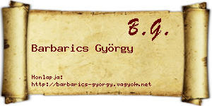Barbarics György névjegykártya