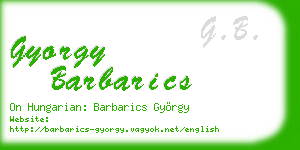 gyorgy barbarics business card